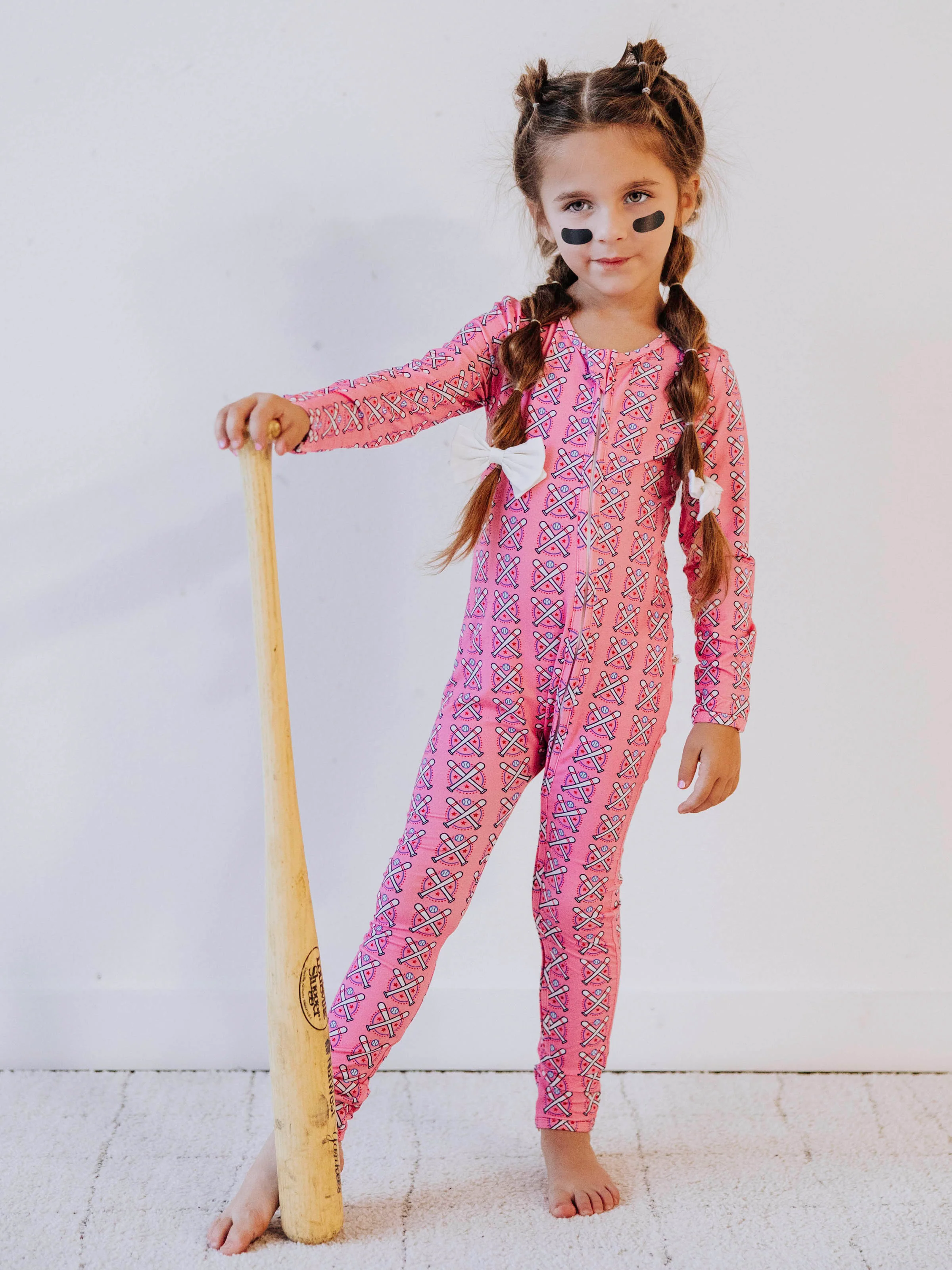 Cloud Layette - Baseball Bats Pink