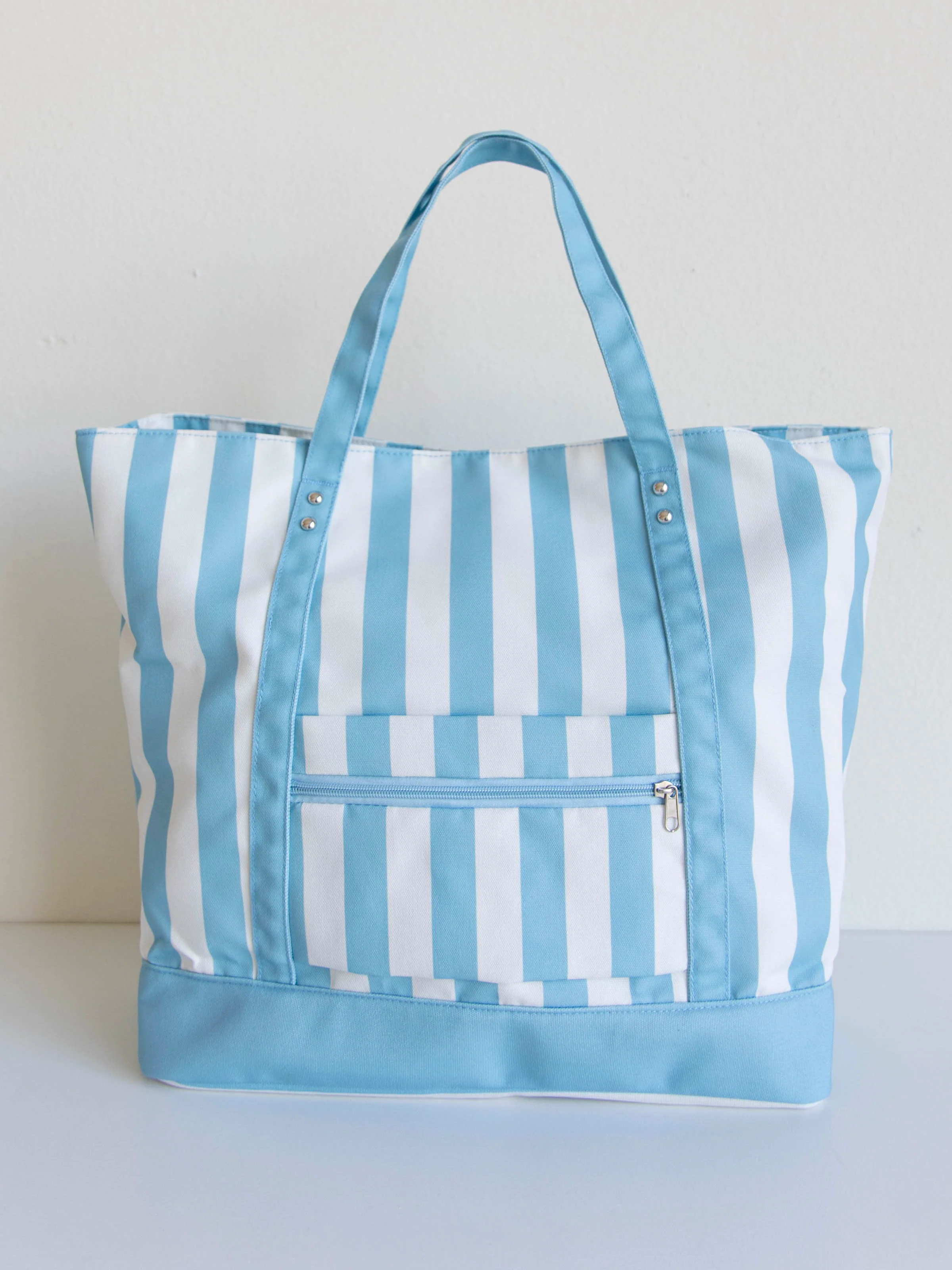 Customizable Canvas Tote - Blue Stripe - Image 3