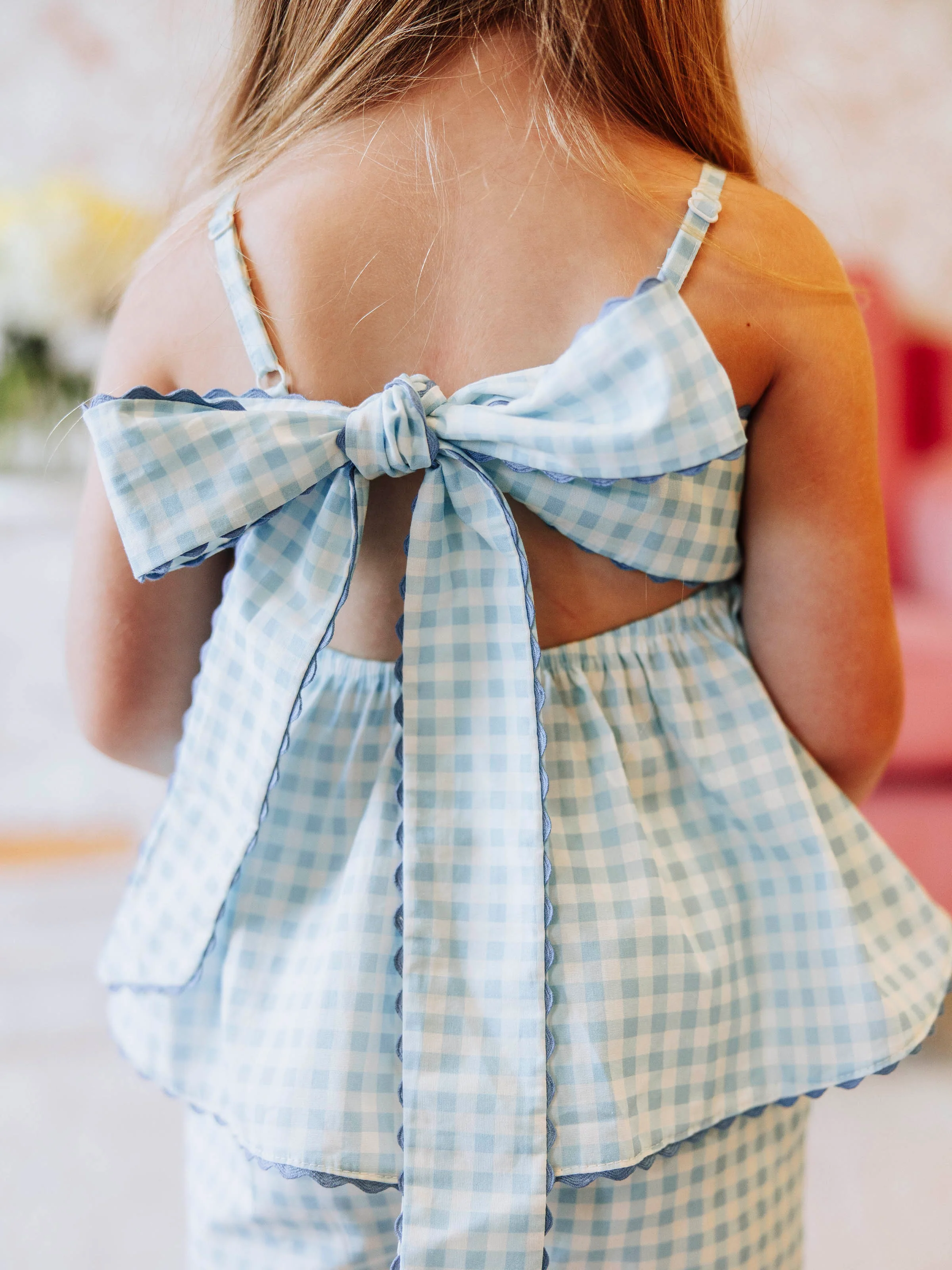 Ellie Tie Set - Blue Gingham - Image 5