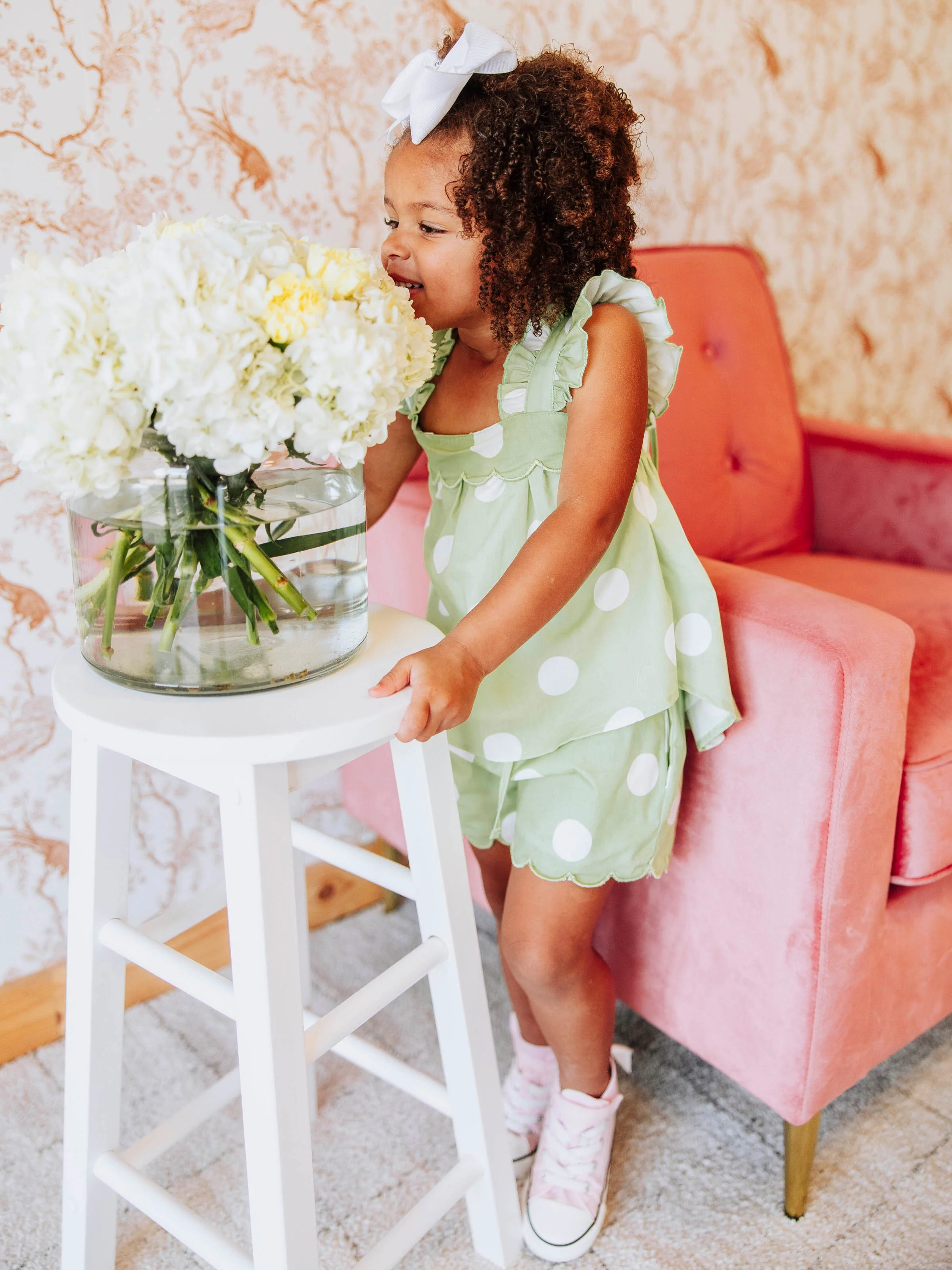 Emerie Scallop Set - Green Polka Dot - Image 4