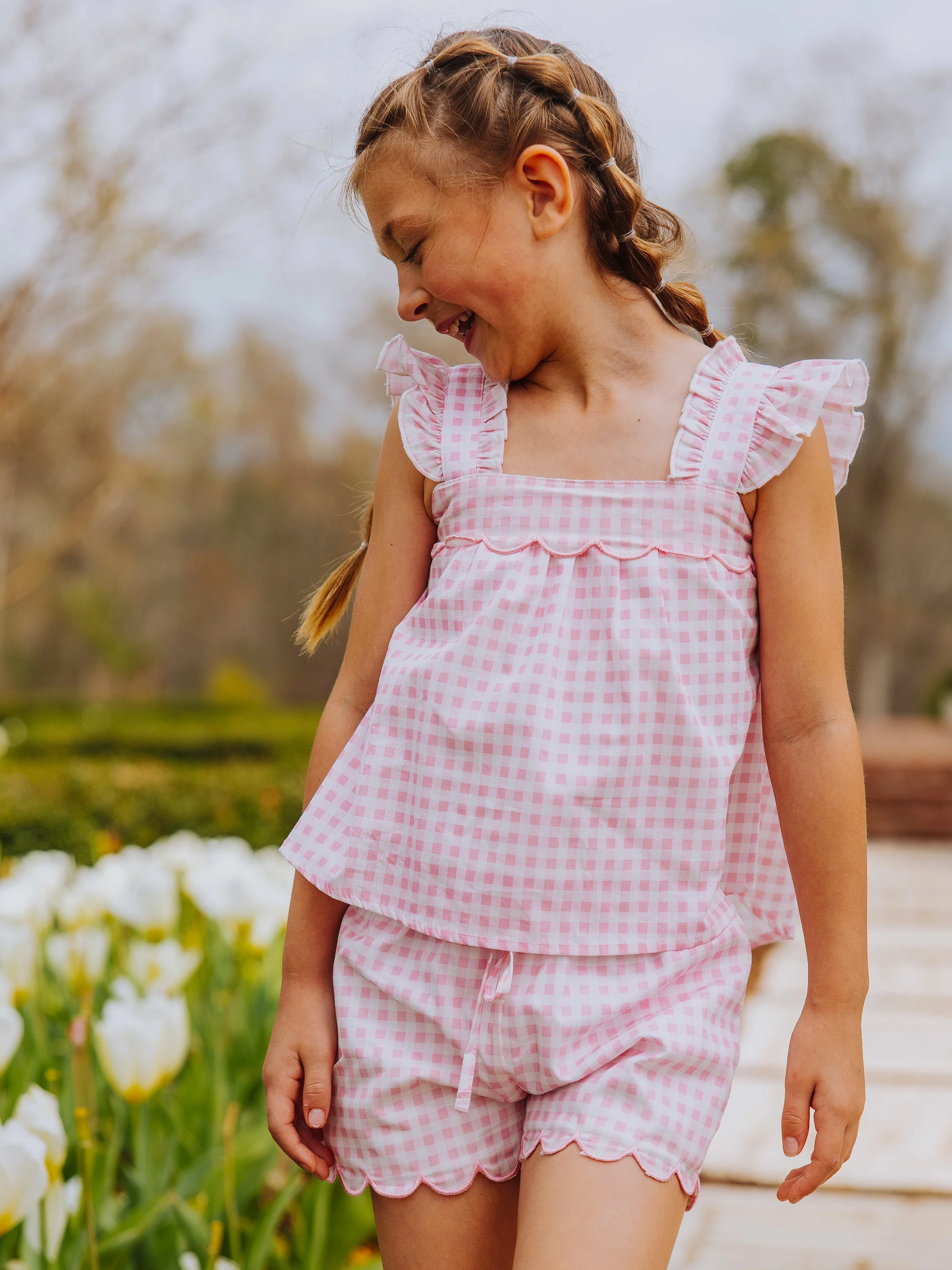 Emerie Scallop Set - Pink Gingham - Image 3