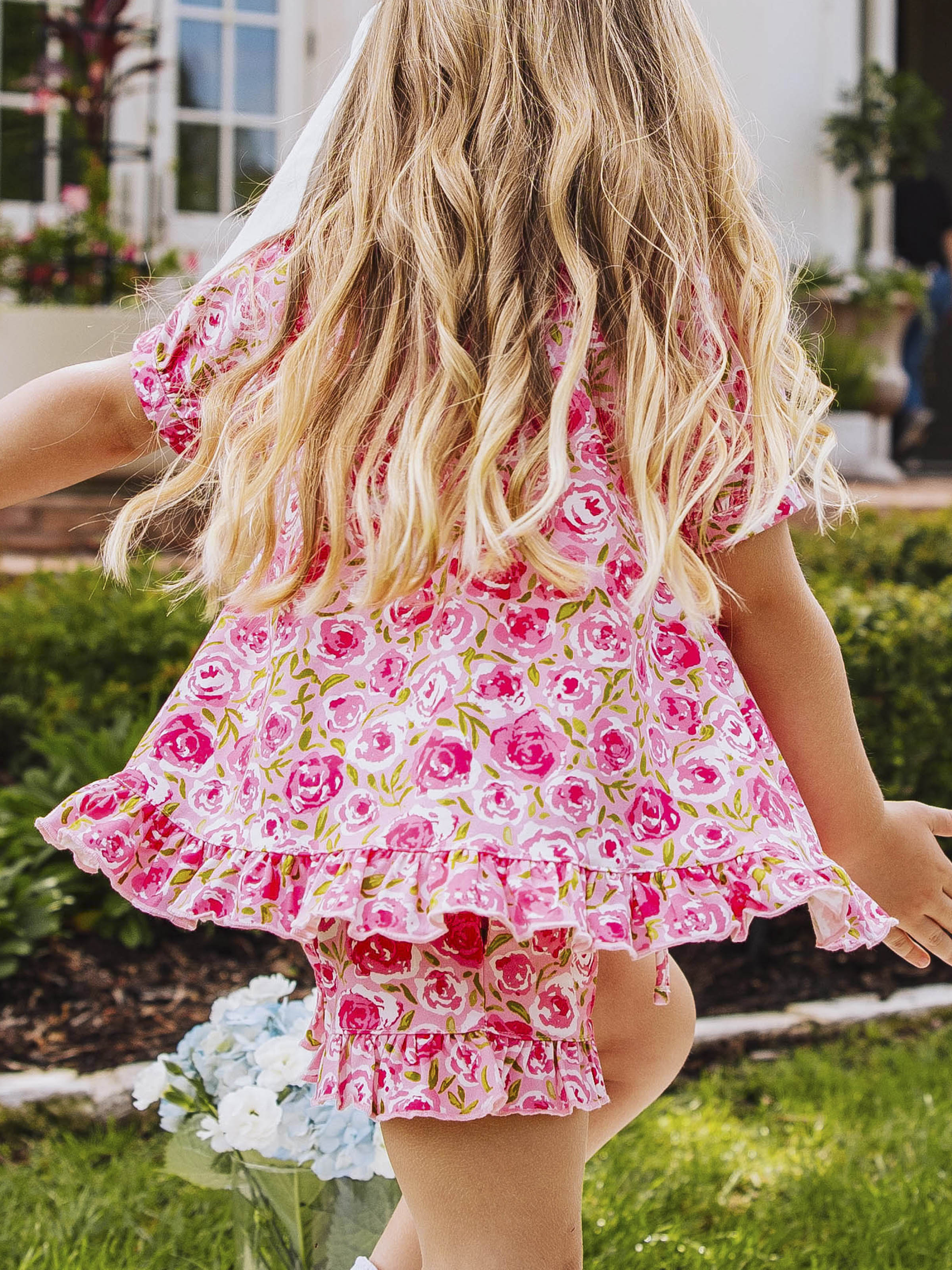 Flowy Ruffled Button Set - Covered in Roses - Image 3
