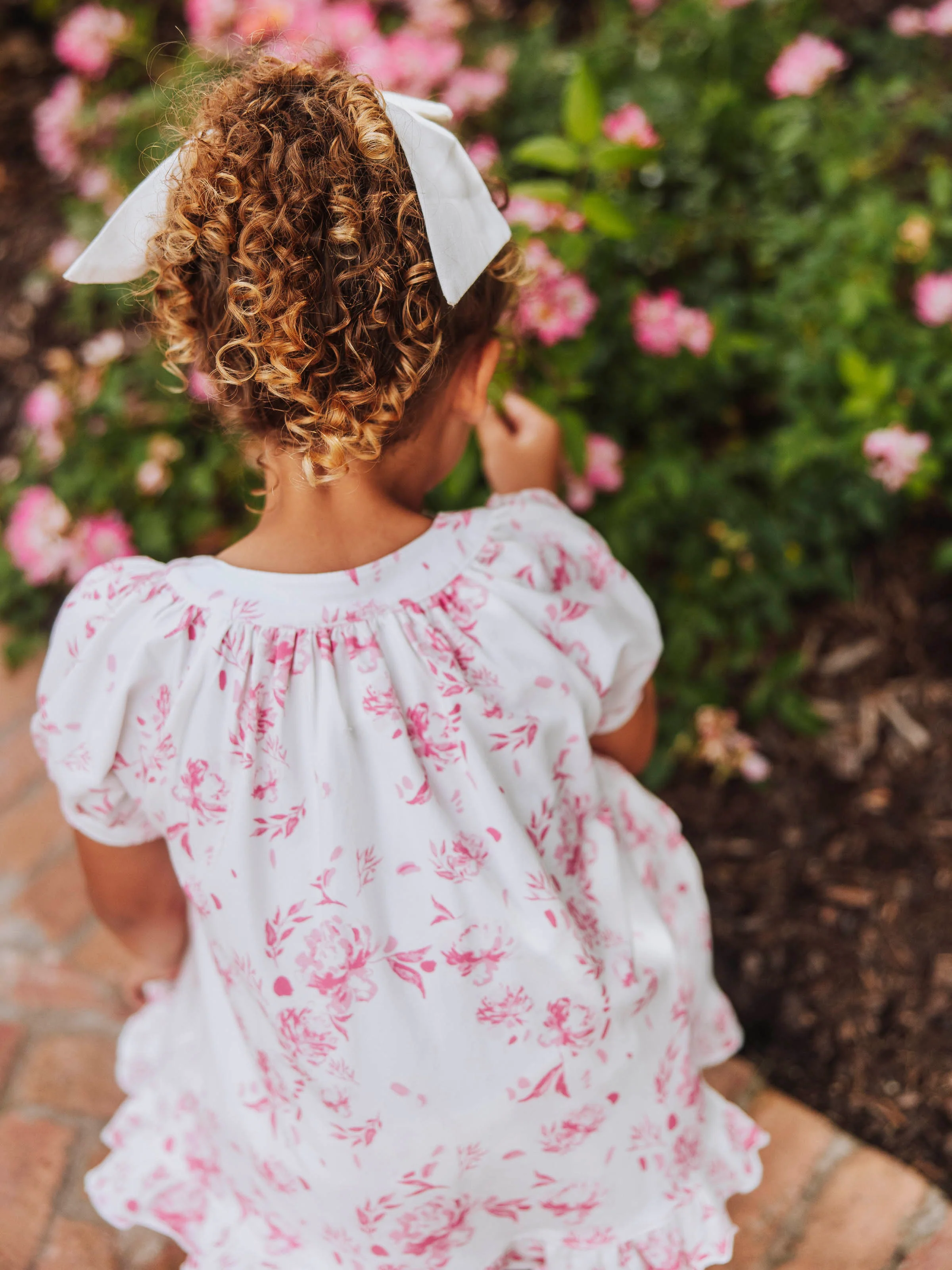 Flowy Ruffled Button Set - Falling Pink Petals - Image 3
