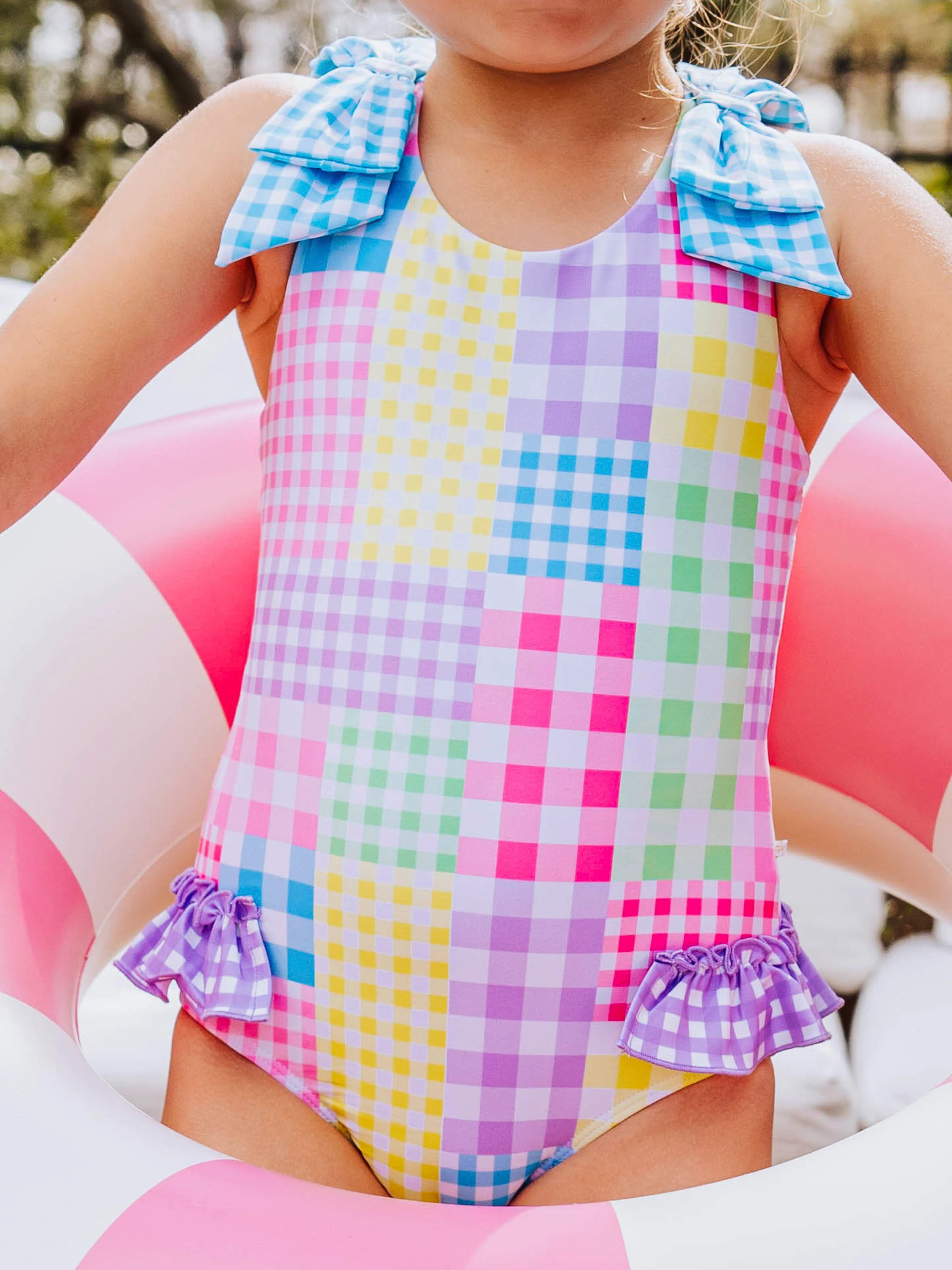 Melanie One Piece - Rainbow Gingham - Image 2