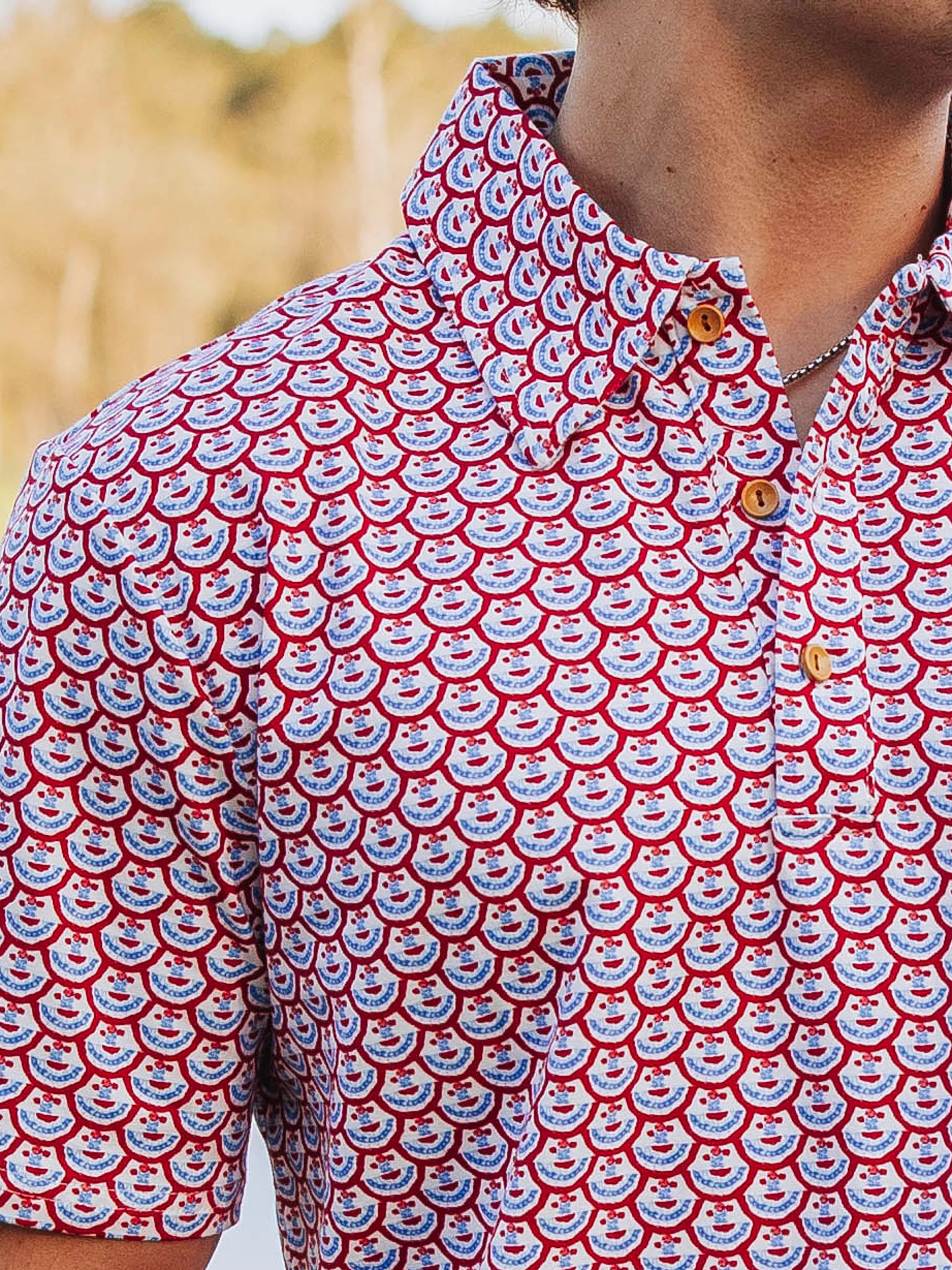 Men's Polo Shirt - Patriotic Floral - Image 3