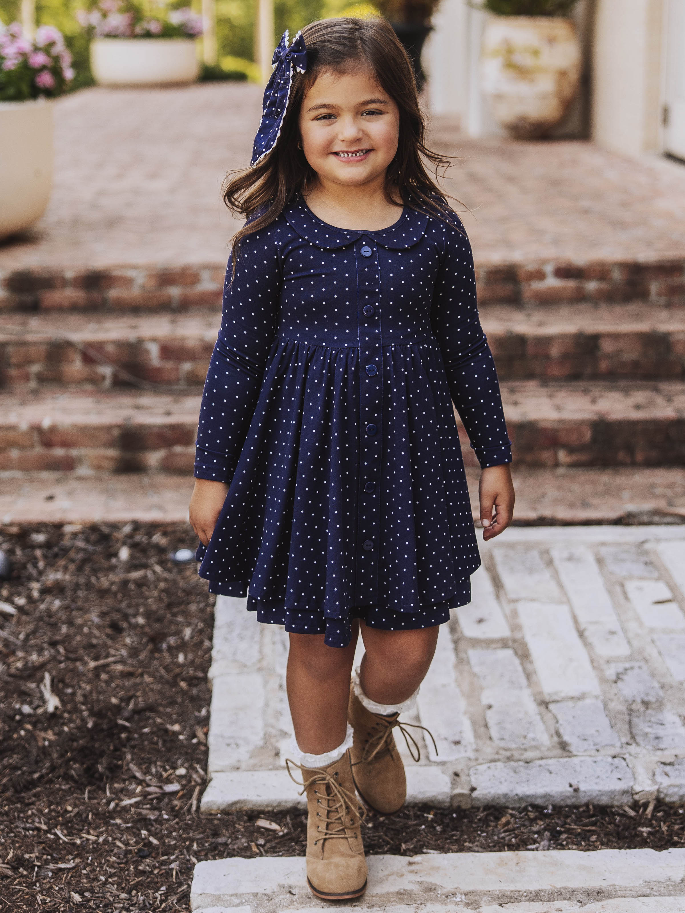 Prim Dress - Navy Dotty - Image 3