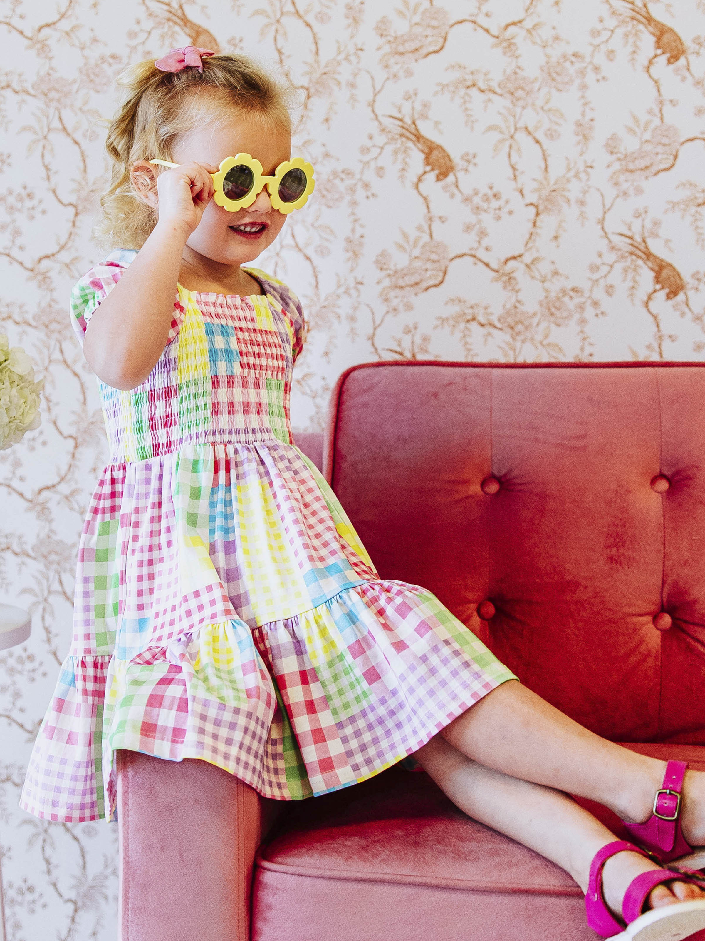 Puff Sleeve Dress - Patchwork Gingham - Image 4