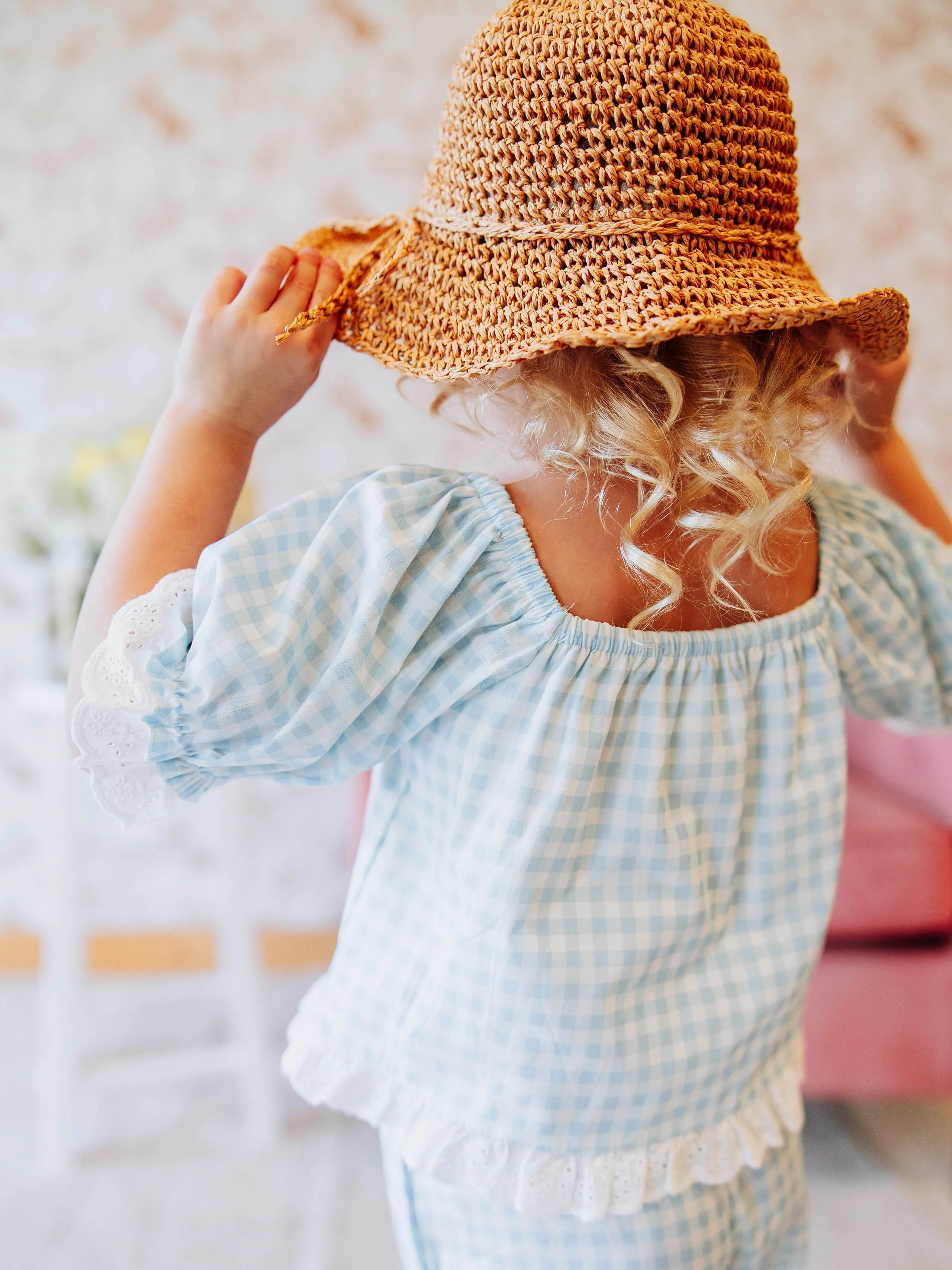 Puff Sleeve Set - Blue Gingham - Image 3