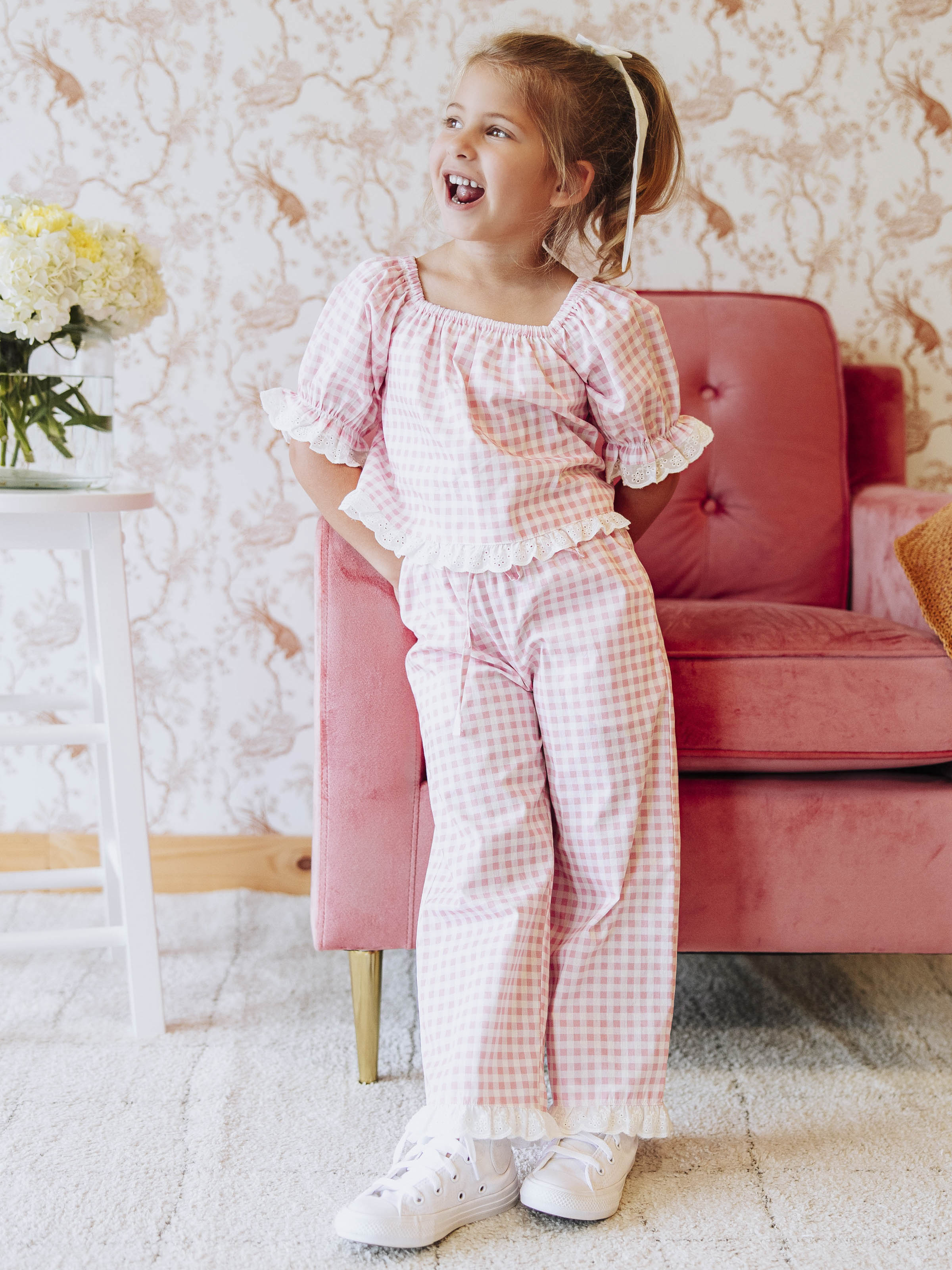 Puff Sleeve Set - Pink Gingham - Image 4