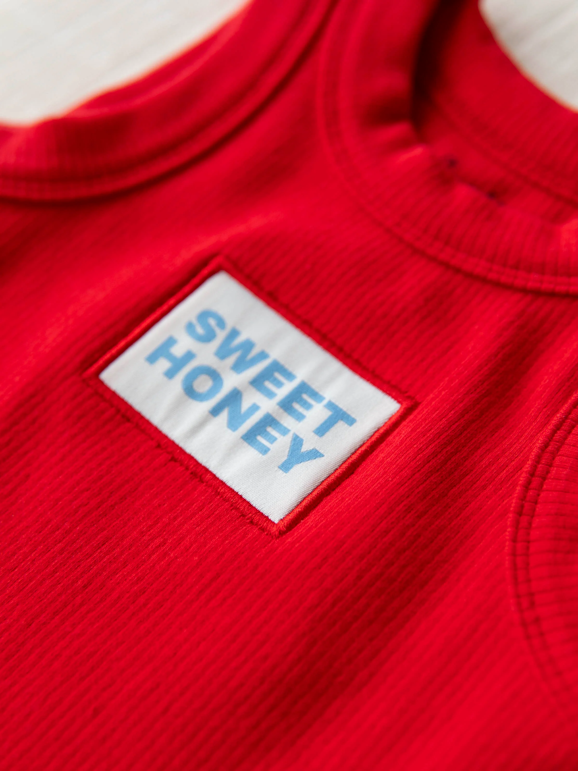 Ribbed Knit Tank Top - SweetHoney on Red - Image 5