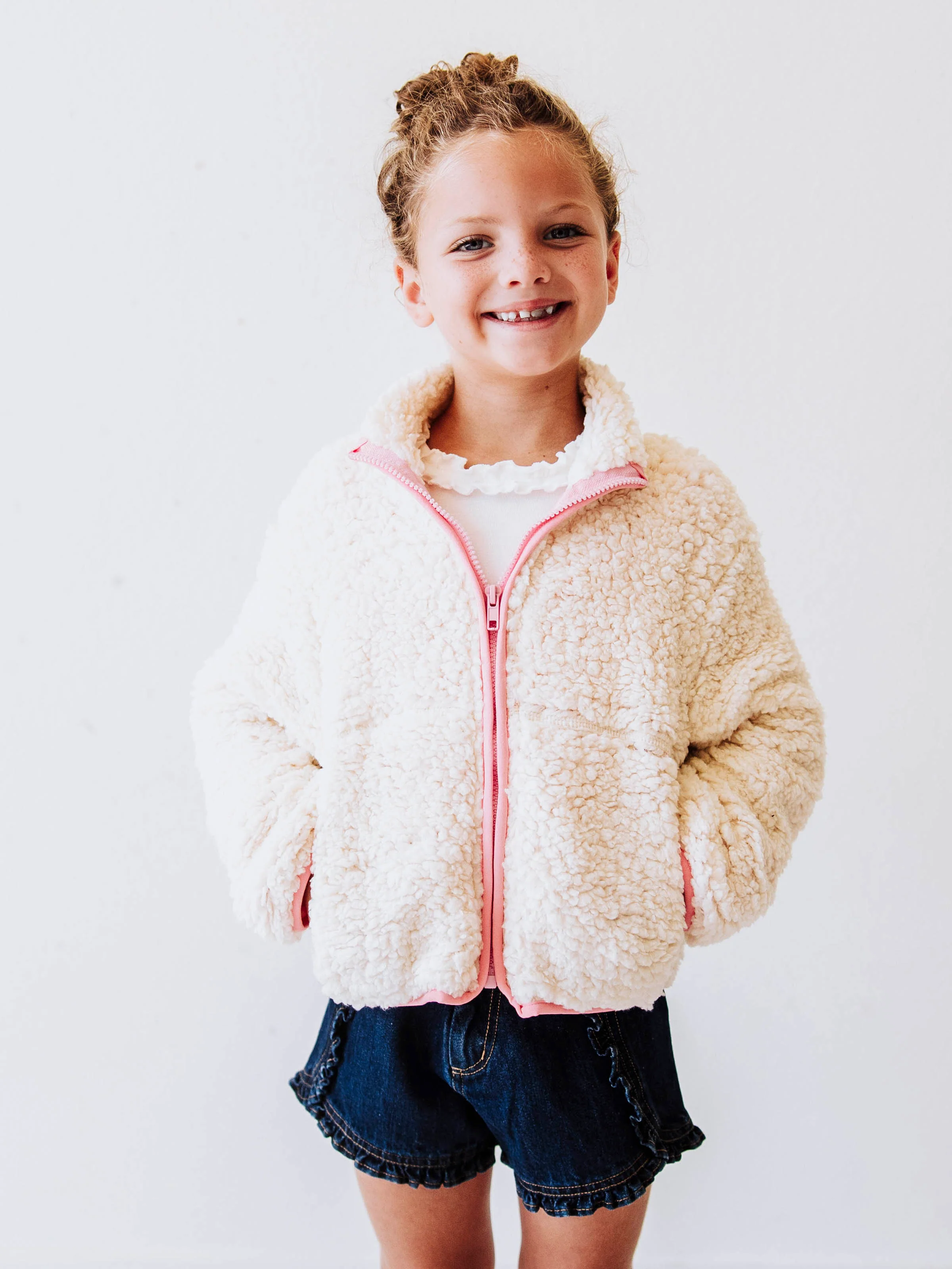 Sherpa Full Zip Jacket - Cream - Image 6