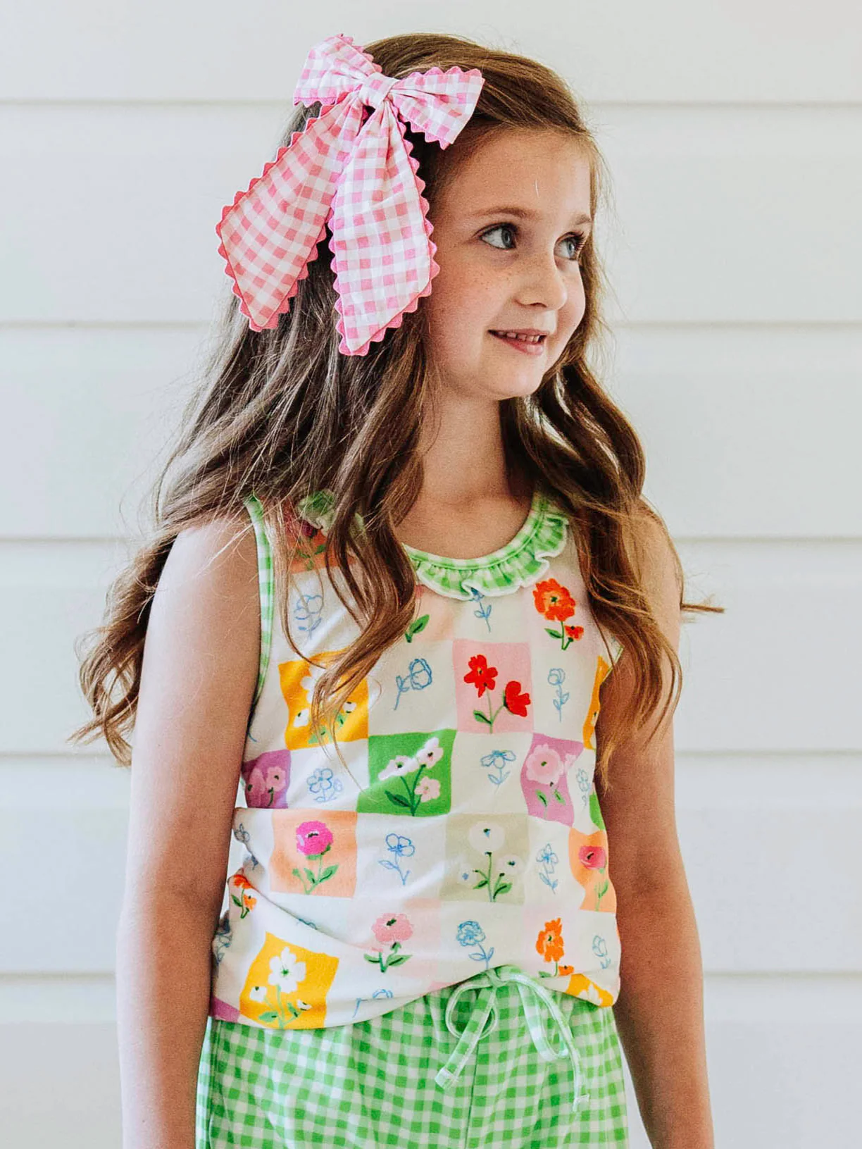 Small Long Tail Bow - Bright Pink Gingham - Image 6