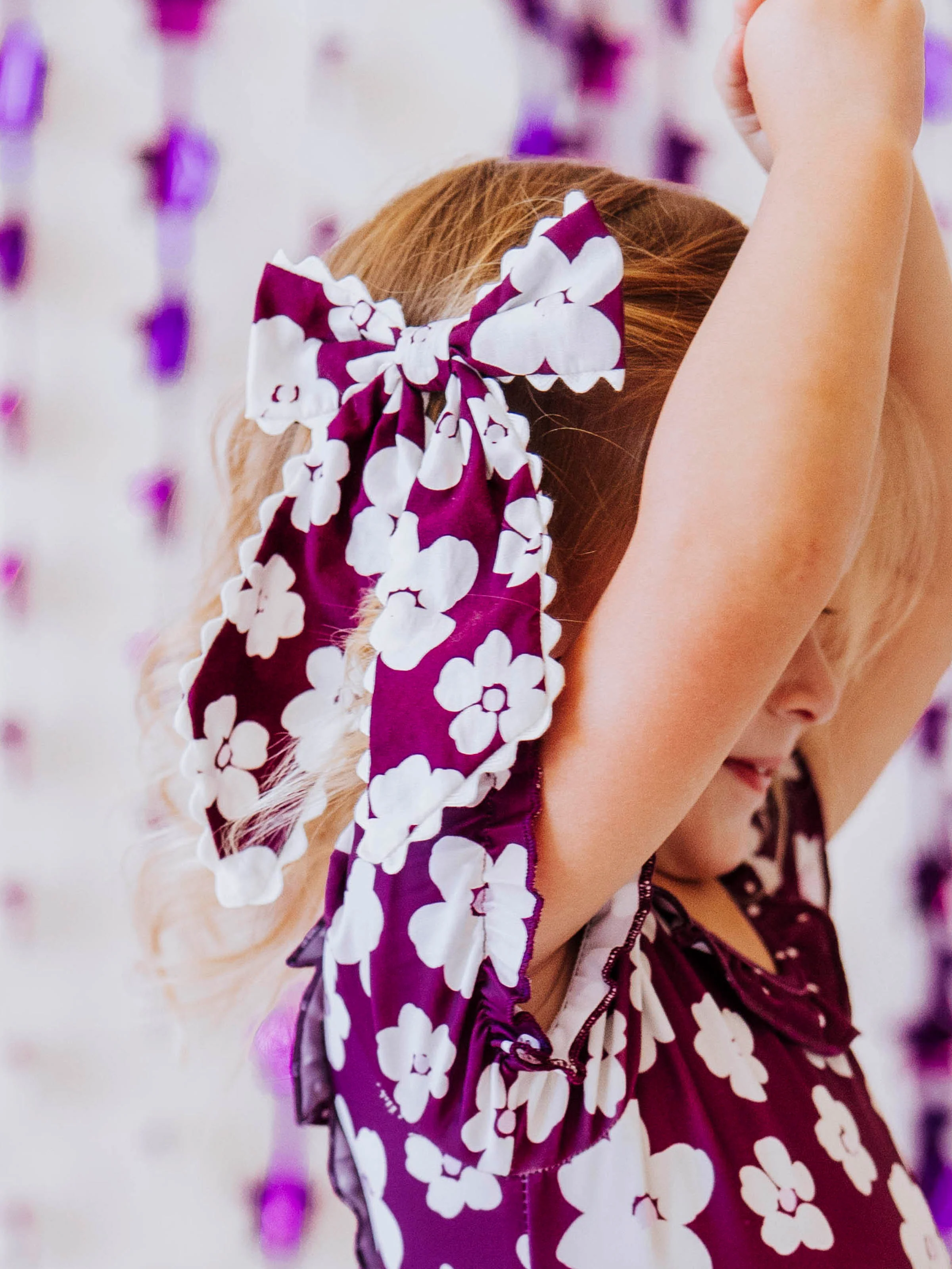 Small Long Tail Bow - Sugar Plum Floral - Image 3