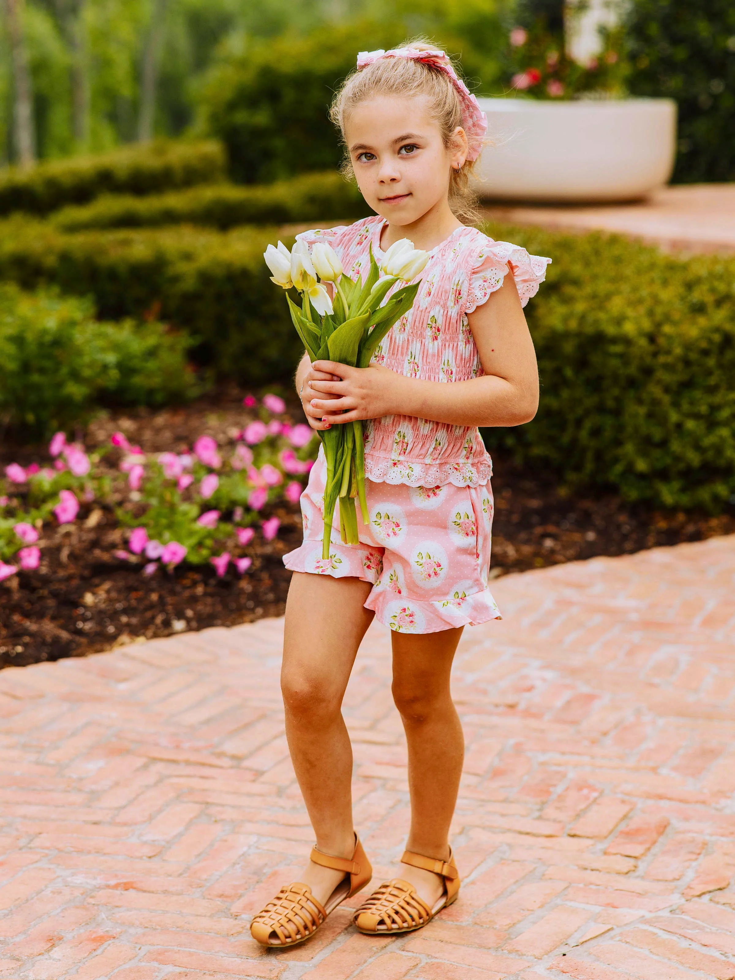 Smocked Flutter Set - Kiwi Roses - Image 2