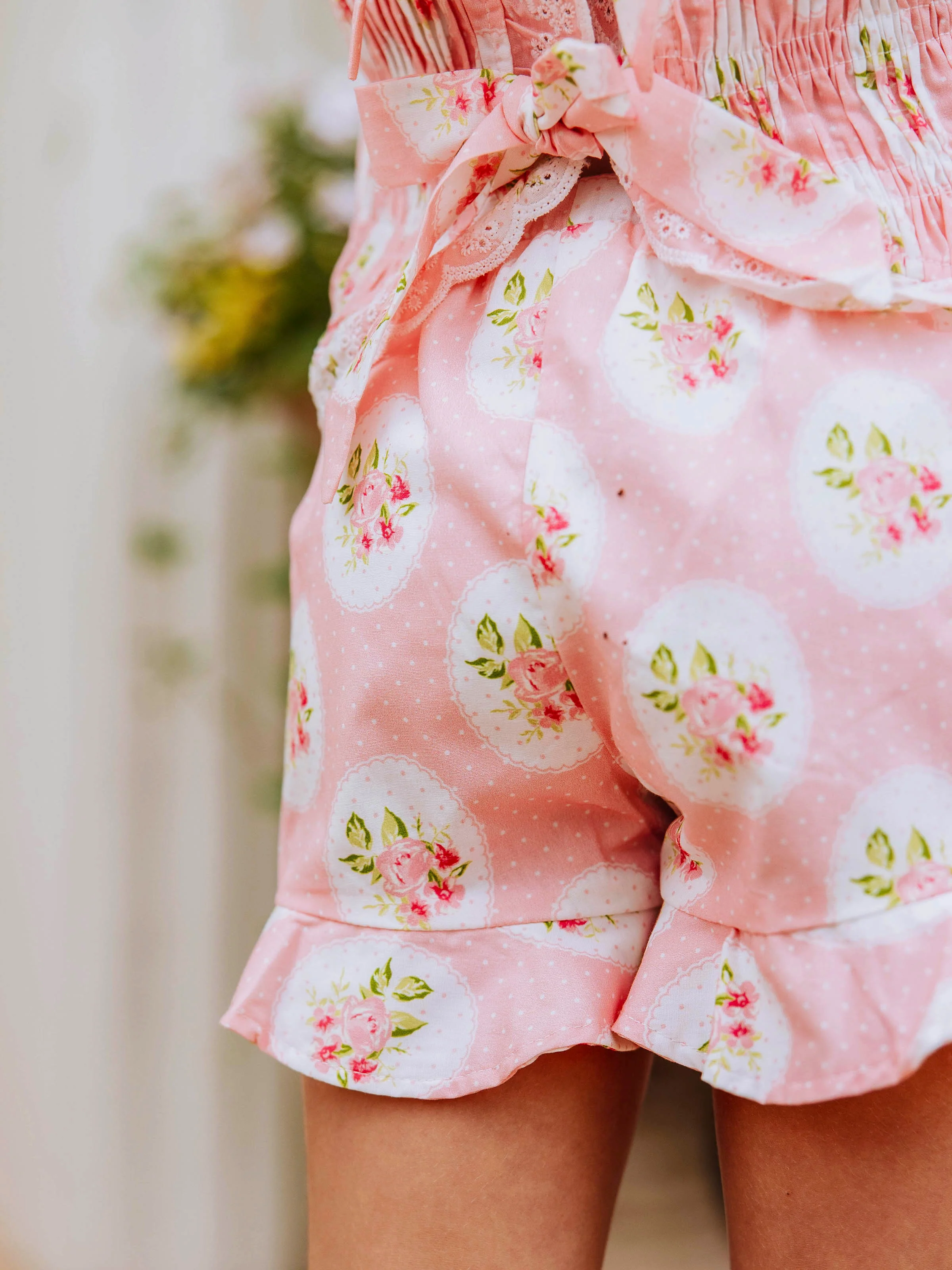 Smocked Flutter Set - Kiwi Roses - Image 5