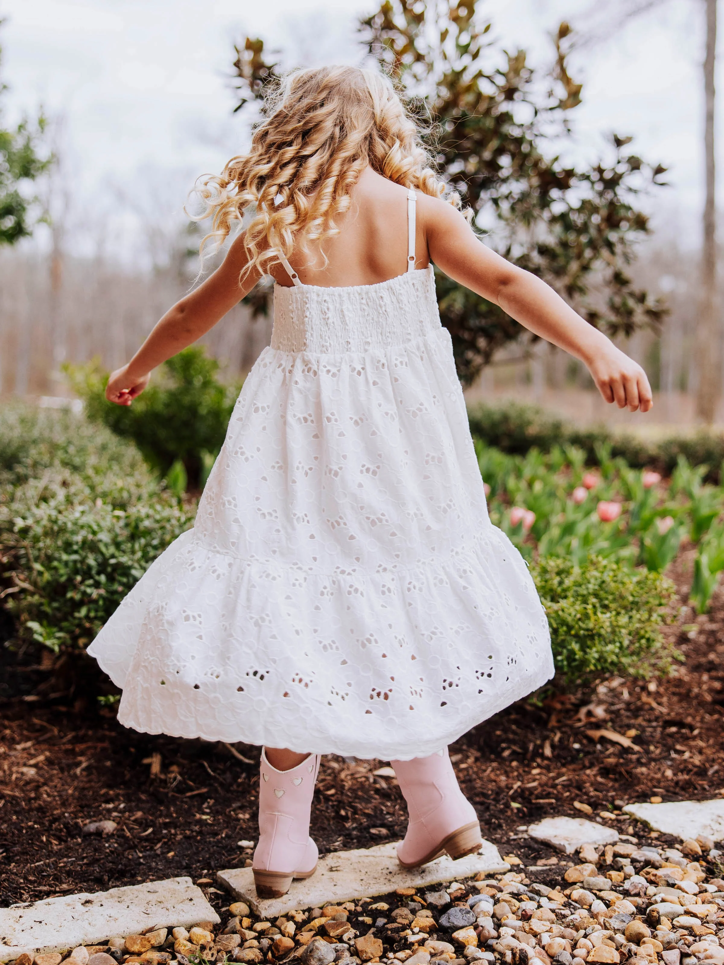 Smocked Sundress - White Eyelet Lace - Image 5