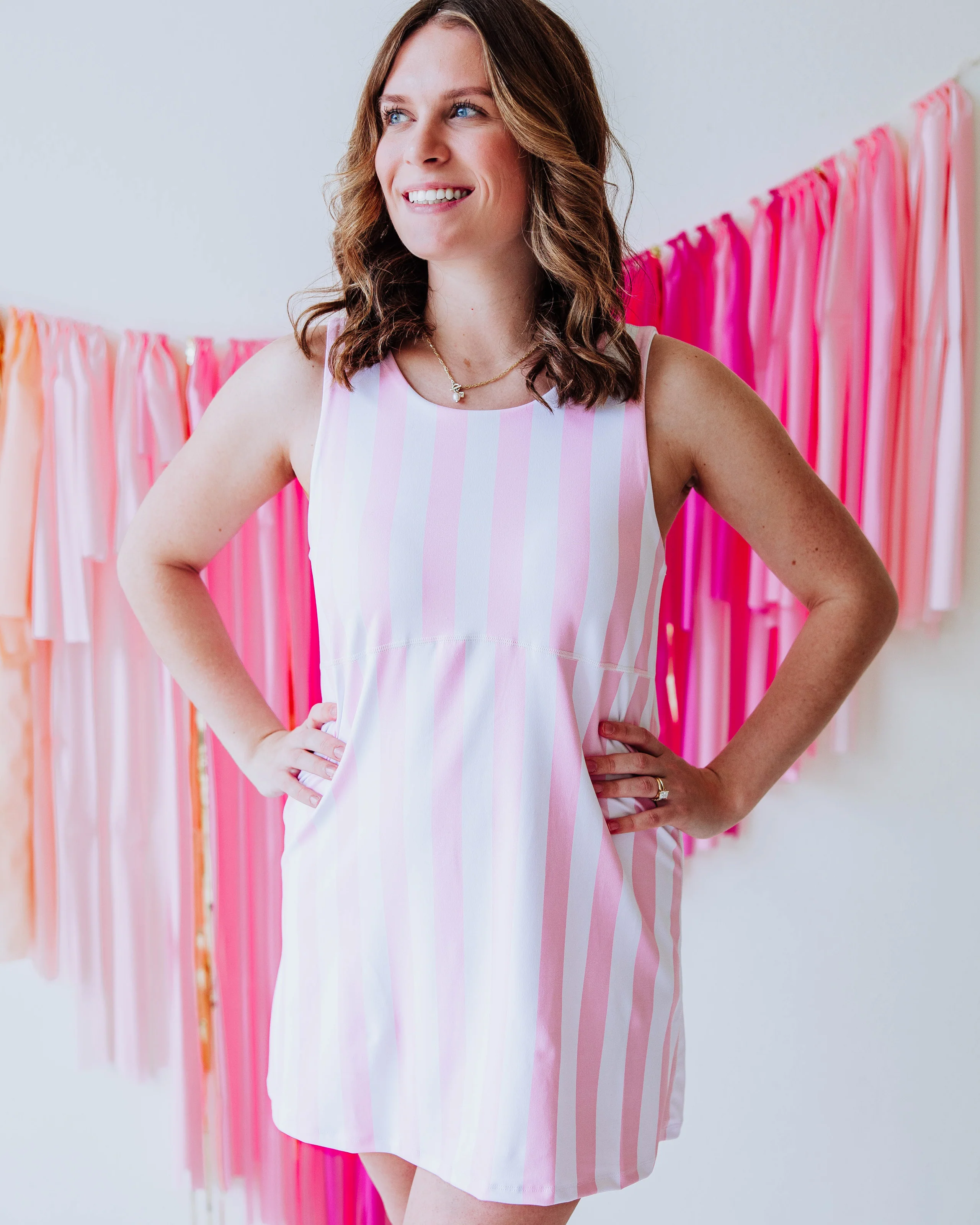 Women's Active Dress - Pink Stripe - Image 7