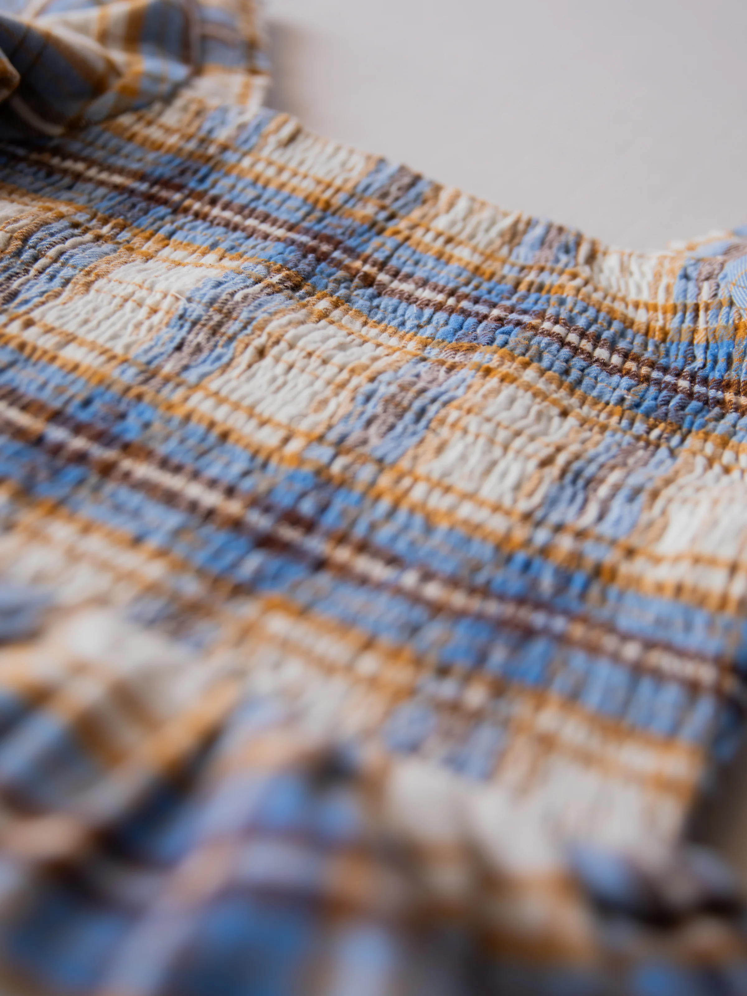 Women's Peplum Blouse - Blue Stone Plaid - Image 4