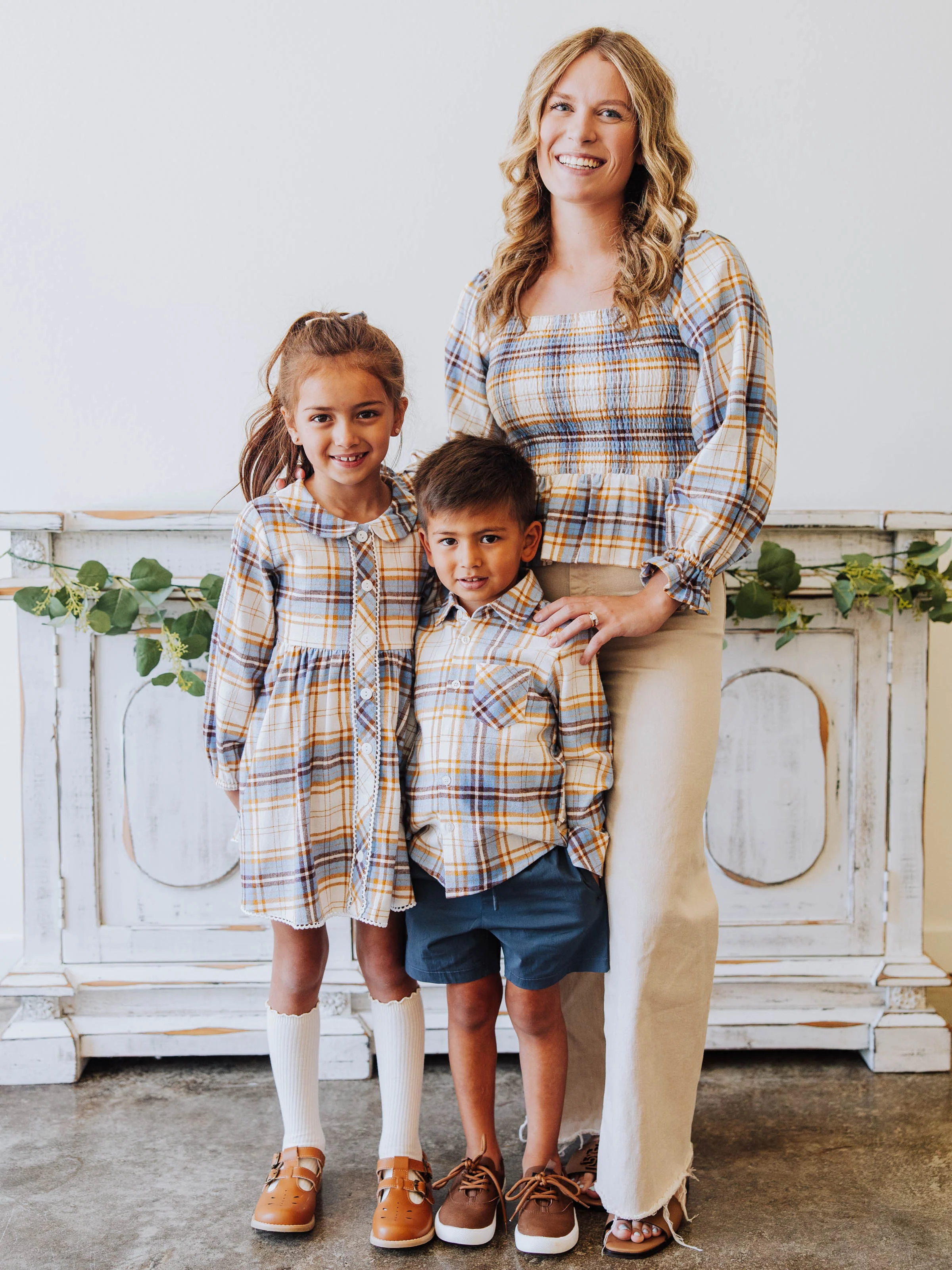 Women's Peplum Blouse - Blue Stone Plaid - Image 6