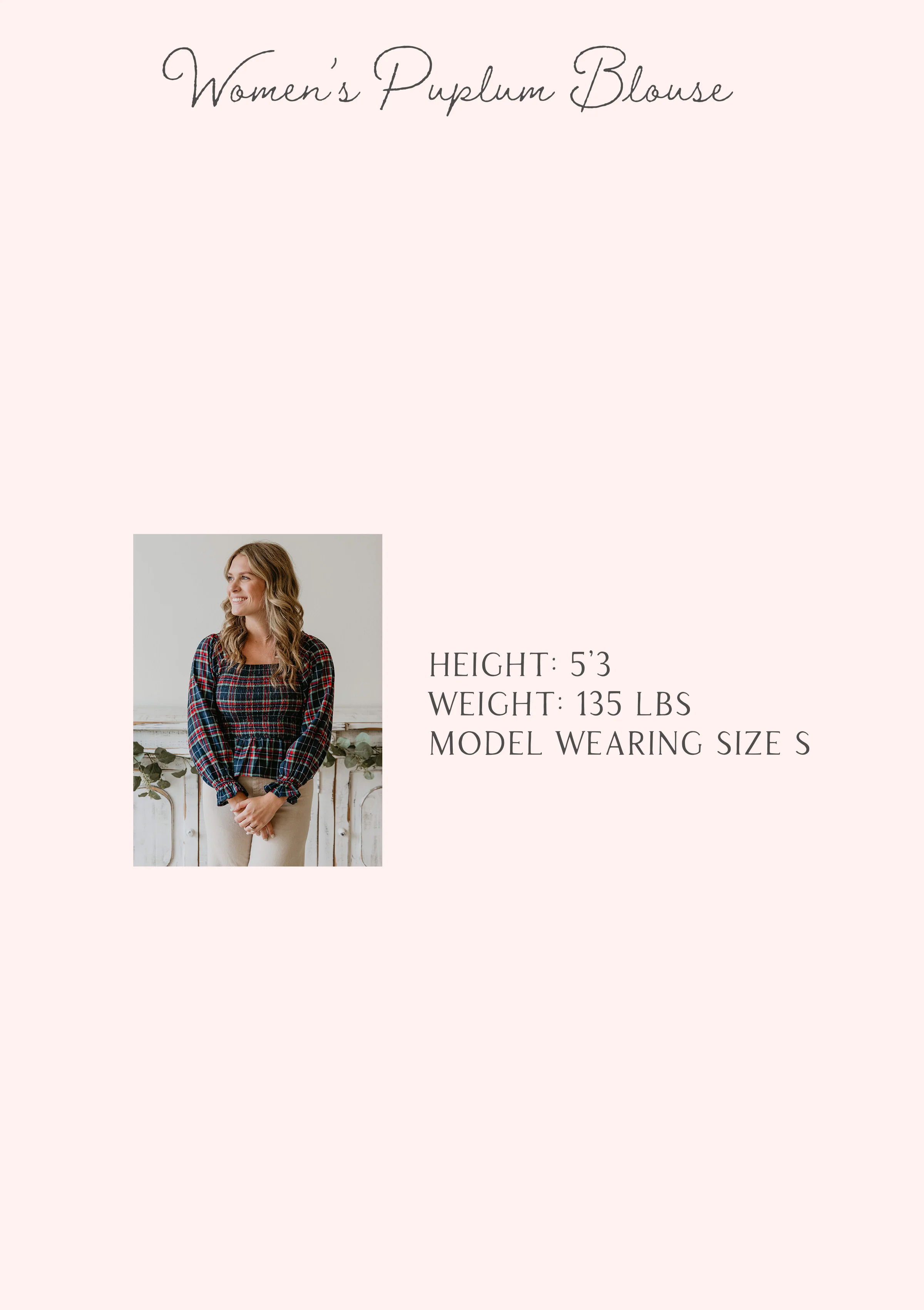Women's Peplum Blouse - Blue Stone Plaid - Image 9